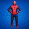 Superhero Spiderman stood infront of a spider web